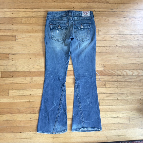 vintage y2k true religion joey destroyed medium low rise flares 28 - Picture 4 of 7